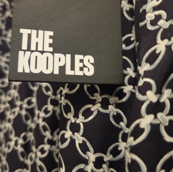 Kooples Black & White Chain Link Pull-OnPatterned Trousers With Elastic Waist